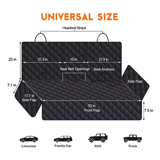 Rivo Tails Waterproof Dog Car Rear Seat Cover